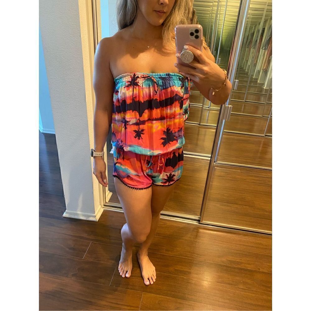 Sea Folly XS beach palm tree tube romper